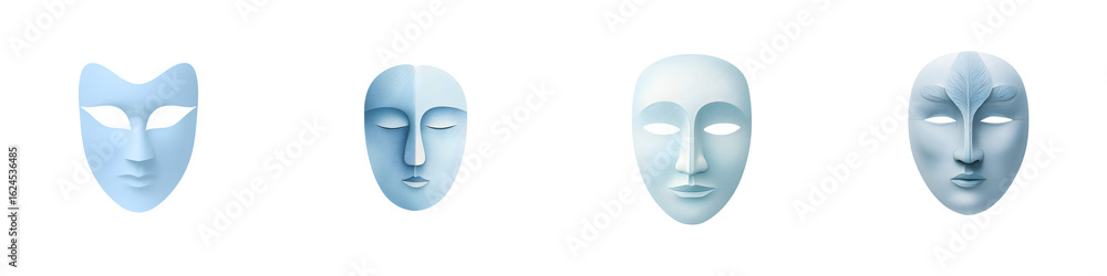 Naklejka premium Blank Masks: White Facial Masks for Creativity and Design