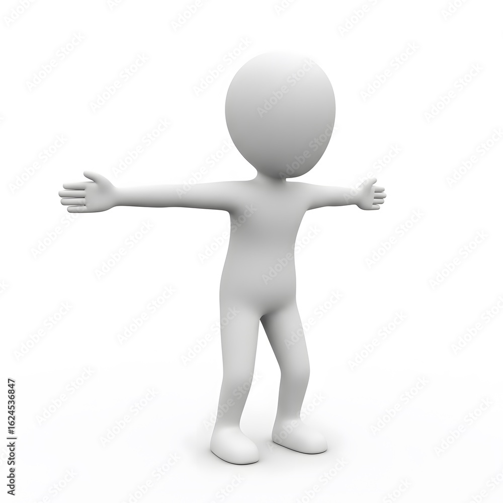 3D Character Standing with Arms Open Wide — Welcome, Openness, and Introductory Pose Concept 3D Character Standing with Arms Open Wide — Welcome, Openness, and Introductory Pose Concept