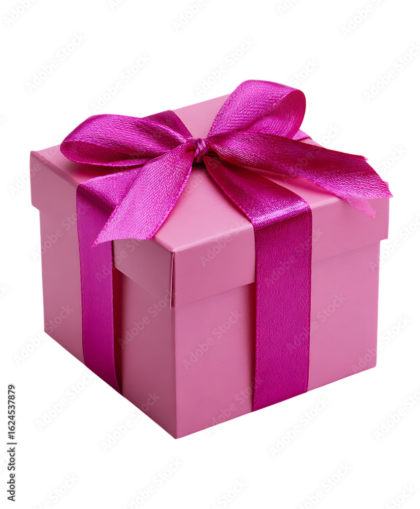 Obraz premium Pink gift box with a vibrant ribbon.