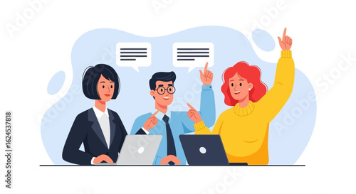 Happy diverse business team brainstorming ideas together. Perfect for websites, presentations, and marketing materials.