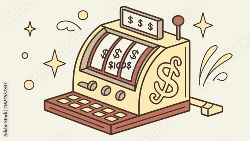 Vintage slot machine casino gambling game illustration vector graphic design asset for online casino and gambling site