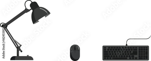 Office workplace desk tools flat design illustration