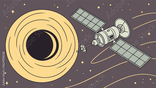 Satellite observing black hole in deep space for cosmic exploration and scientific research project