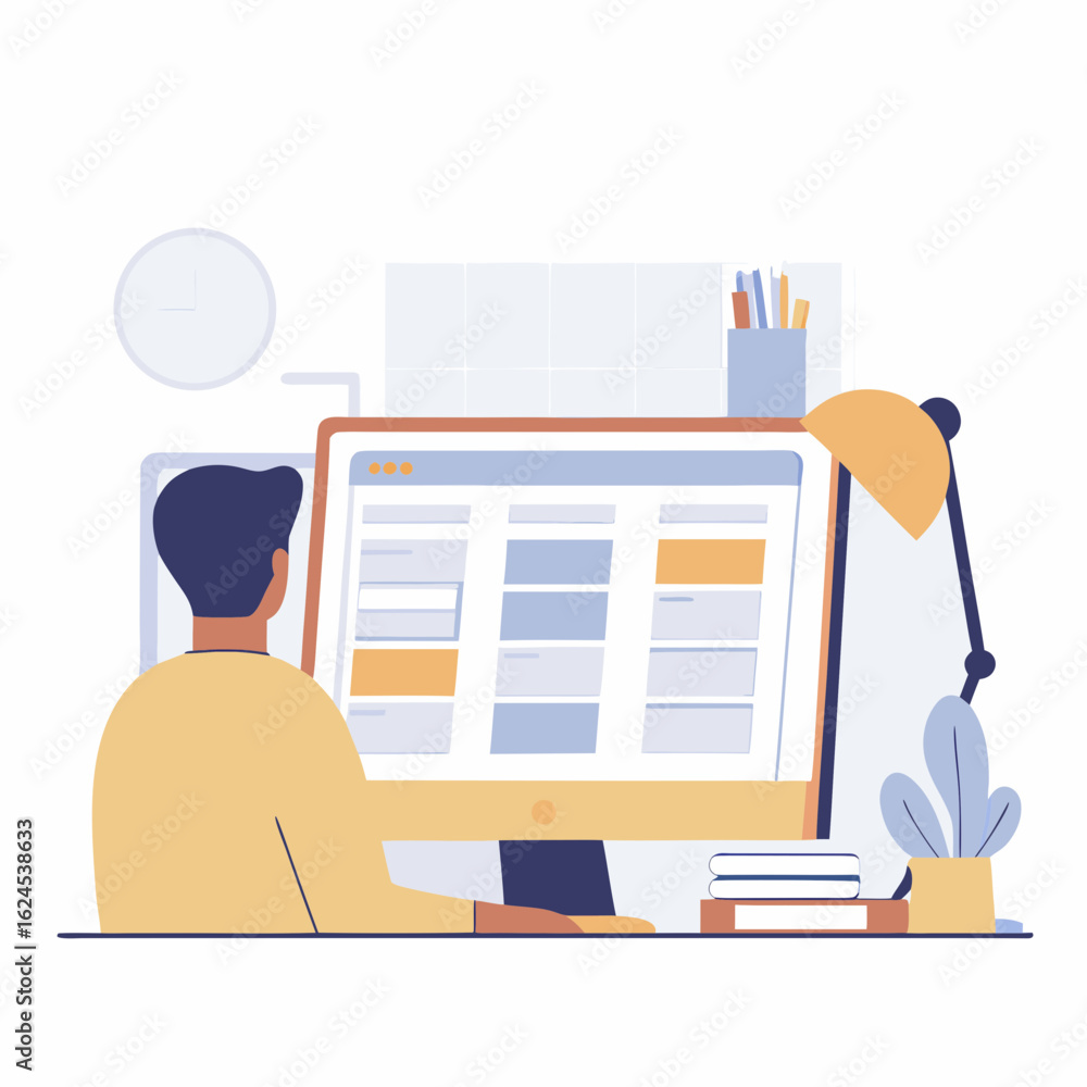 Naklejka premium Freelance Designer Using Project Manager
