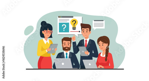 Team brainstorming ideas, perfect for project management or teamwork landing pages.