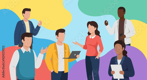 Diverse team collaborating, perfect for website banners or business presentations.