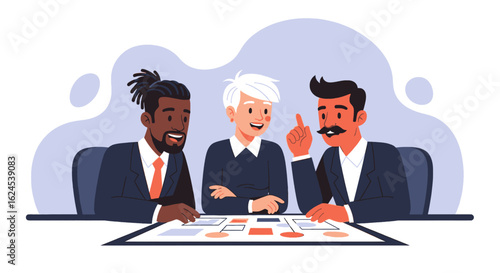 Diverse business team collaborating on a project, perfect for website banners or marketing materials.