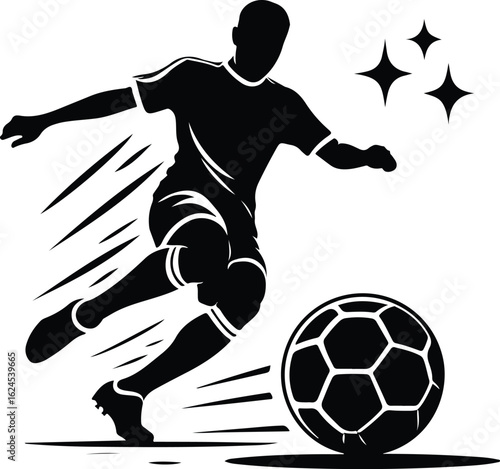 Soccer player kicking ball dynamic motion stars football