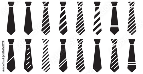 Vector Icons of Ties with Stripes and Patterns for Corporate and Stylish Looks