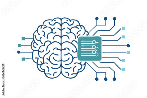 Artificial intelligence brain with circuit board and sliders