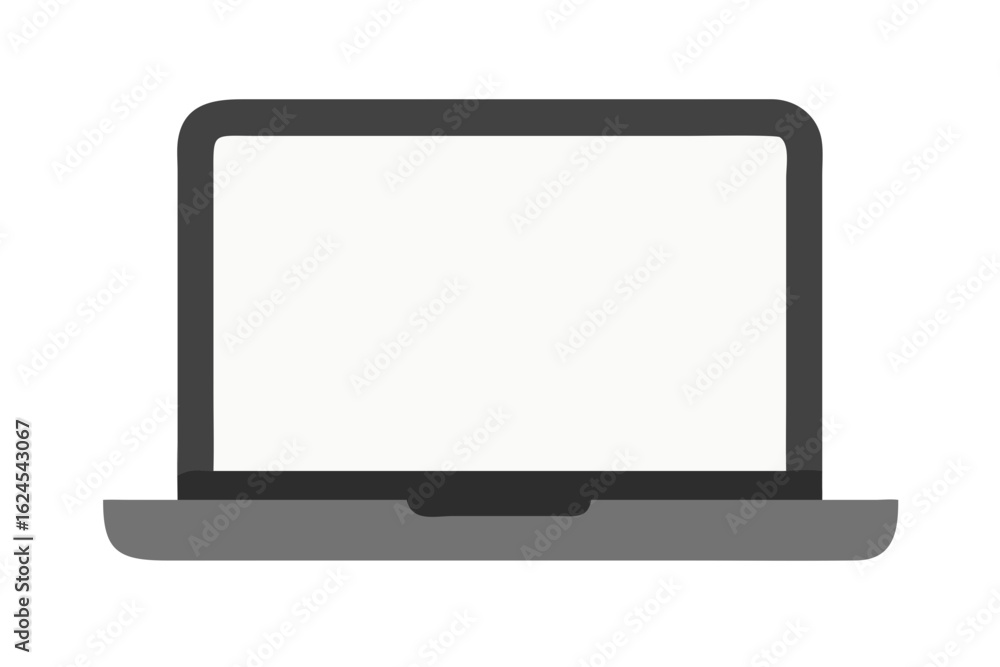 Modern laptop computer with blank white screen Modern laptop computer with blank white screen