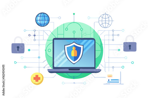 Digital security and data protection concept illustration
