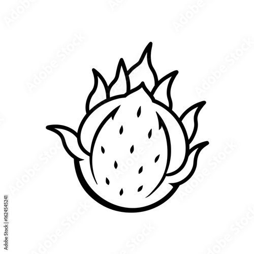 Stylized black and white dragon fruit icon