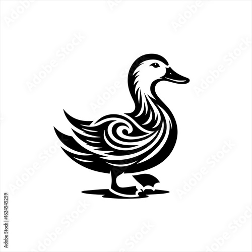 Stylized duck isolated on white background