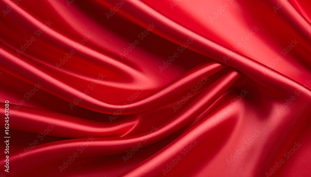 Fototapeta premium Rich red fabric with elegant, flowing folds and soft sheen (2)
