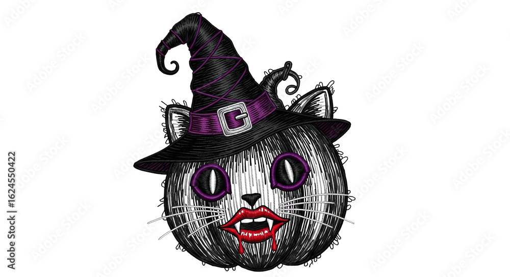 Fototapeta premium London animals with pumpkins and skulls for Halloween and Christmas 