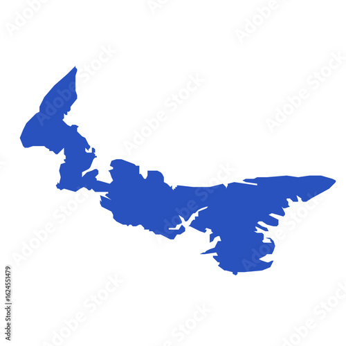Blue Map of Prince Edward Island - Canadian Maritime Province Vector