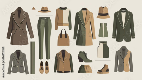 clothing collection flat lay fashion apparel accesories