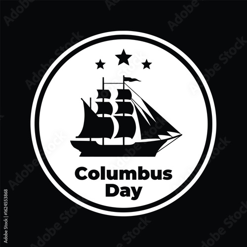 Columbus Day sailing ship emblem boat water