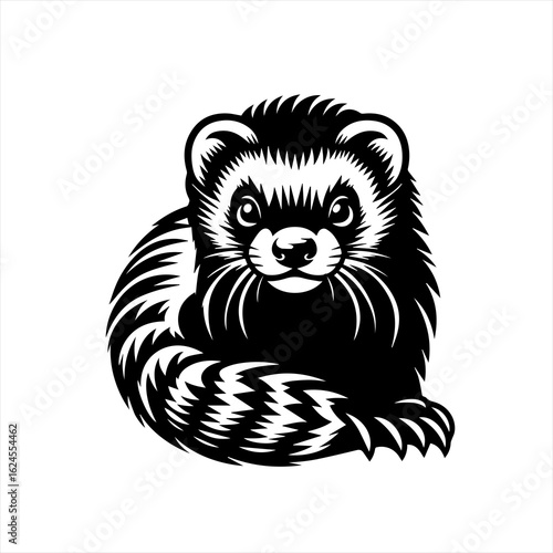 Vector art of cute ferret curled up illustration