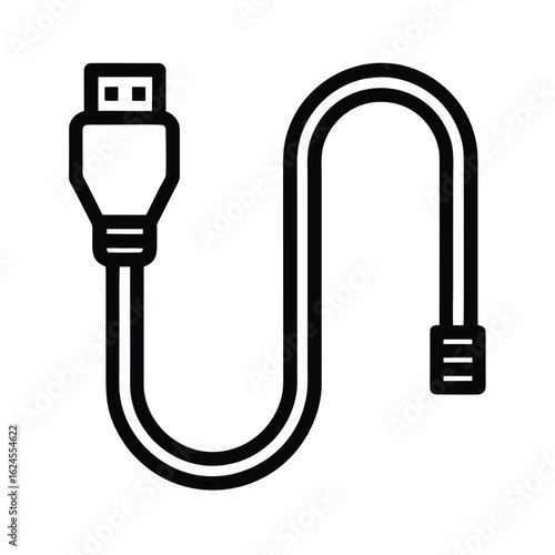 HDMI Cable Outlined Icon Vector Illustration
