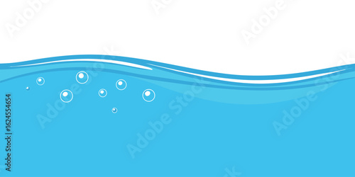 Blue Water Surface With Bubbles And White Background liquid wave