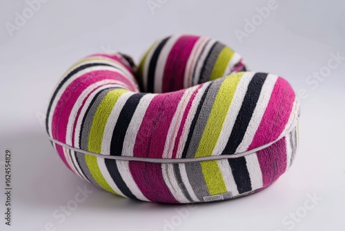 Wallpaper Mural Colorful striped neck pillow on a plain background, showcasing its design and texture Torontodigital.ca