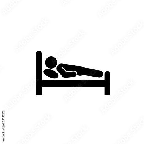 Silhouette of person lying on a bed in a minimal style  