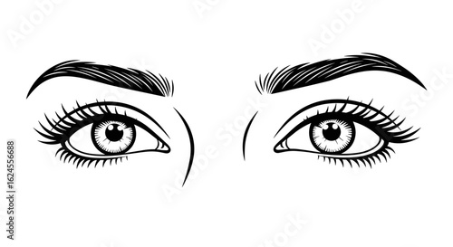 Illustration of expressive eyes with long eyelashes for beauty and femininity concept