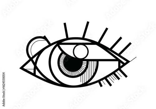 Geometric illustration of stylized eye design for creativity and modern art concept