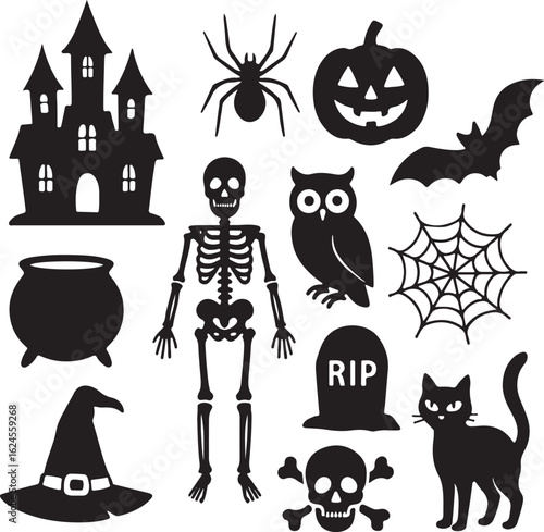 Festive halloween illustration with spooky and playful elements