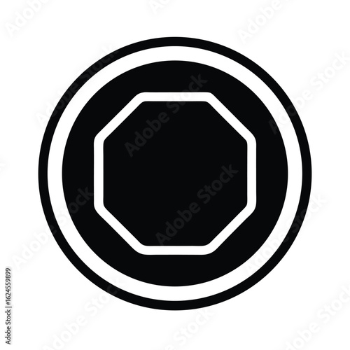 Stop Button Outline Vector Illustration