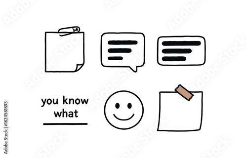 hand drawn cute doodle style line isolated on white background self expression limits (tools): anonymous post hidden comment redacted text neutral tone indirect phrase emoji use