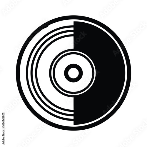 CD Disc Outlined In Bold Vector Illustration