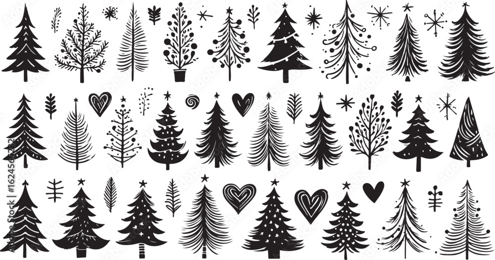 Black and white seamless Christmas tree vector pattern illustration Black and white seamless Christmas tree vector pattern illustration