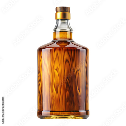 Amber whiskey bottle isolated on transparent background