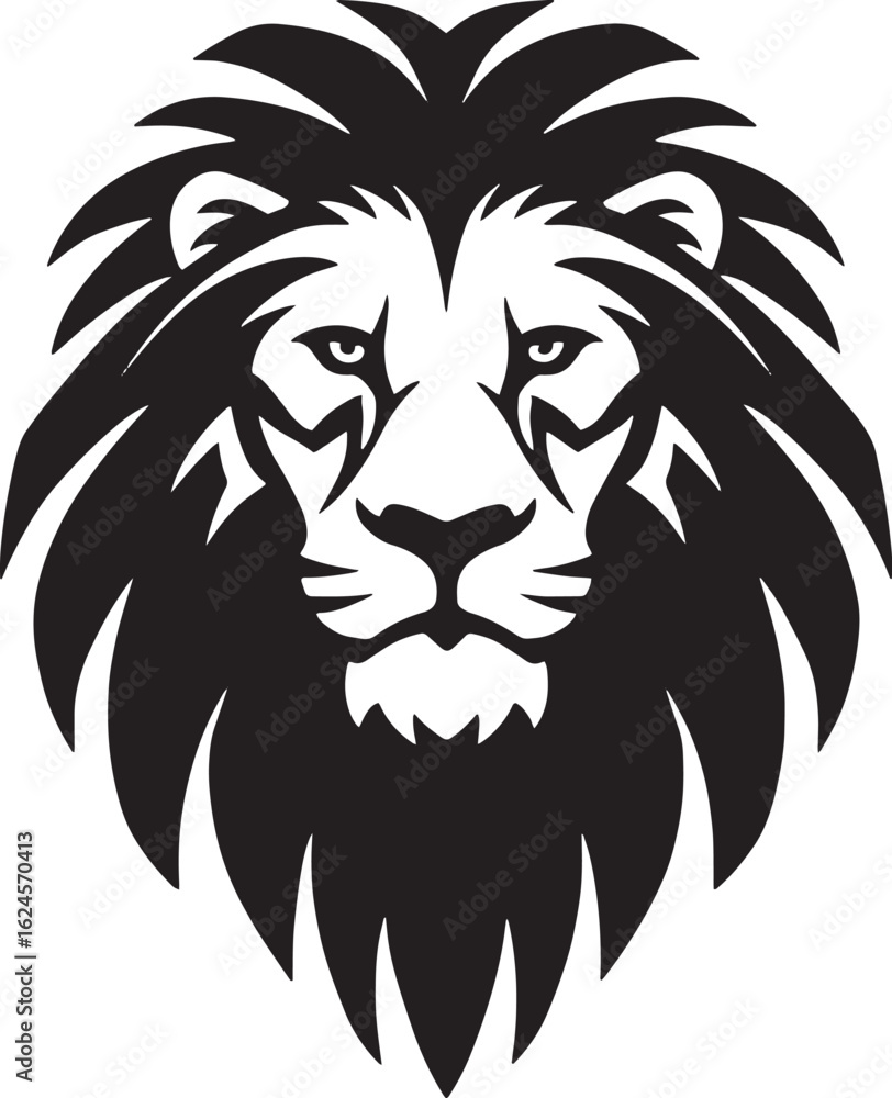 Fototapeta premium Vector art of lion head black and white illustration isolated on white background
