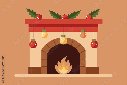 vintage style christmas fireplace mantel adorned  (1).eps