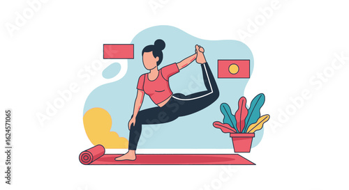 Woman practicing yoga, perfect for wellness websites, fitness blogs, or yoga studio brochures.