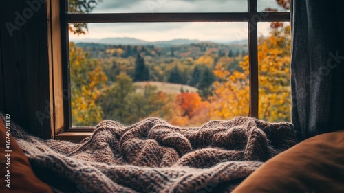 autumn forest view from the window