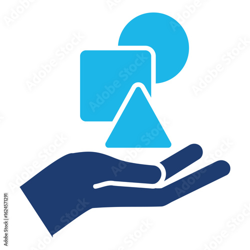 Typography Icon In Blue Monochrome Flat Design, Vector Illustration