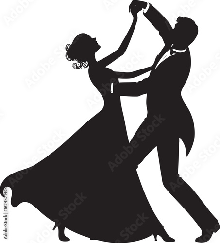 Elegant couple dancing ballroom waltz in formal attire ballroom dancing woman