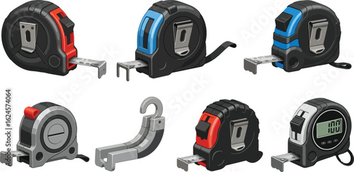 Various tape measures illustration