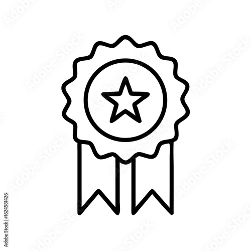 Award ribbon badge with star symbolizing achievement and ESG Icon  