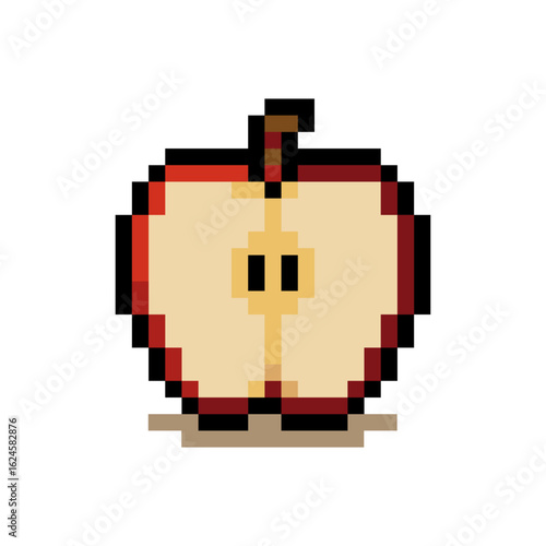 Sliced Apple Pixel Art Icon