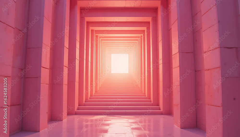 Fototapeta premium Pink Corridor: Abstract Architecture & Light