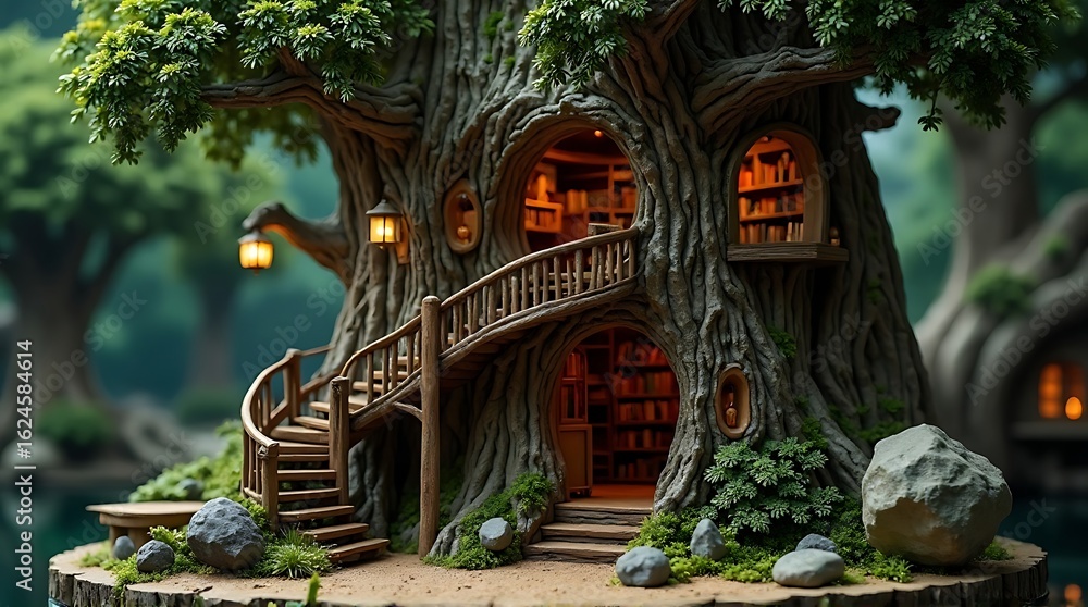 Obraz premium A charming fairytale cottage nestled deep in the woods