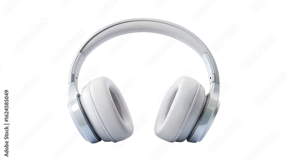 White wireless headphones isolated on transparent background, offering portable stereo sound and modern design for music and audio enjoyment White wireless headphones isolated on transparent background, offering portable stereo sound and modern design for music and audio enjoyment