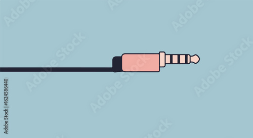 Audio jack with shadow on a muted background, for communication equipment design