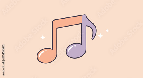 Colorful music note sparkles on soft background. Use for music, celebration